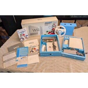 Nintendo Wii Mario Kart Bundle Console Long Box CIB Complete